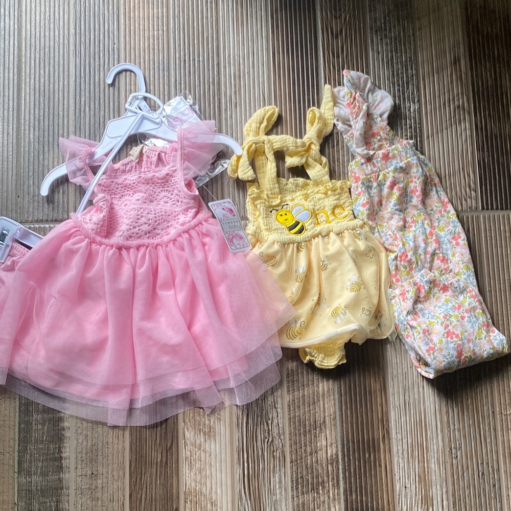 3-Adorable Baby Girl Outfit Bundle